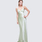 Halston Green Satin Maxi Dress