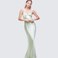 Halston Green Satin Maxi Dress