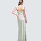 Halston Green Satin Maxi Dress