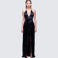 Ursula Black Wrap Maxi Dress model front