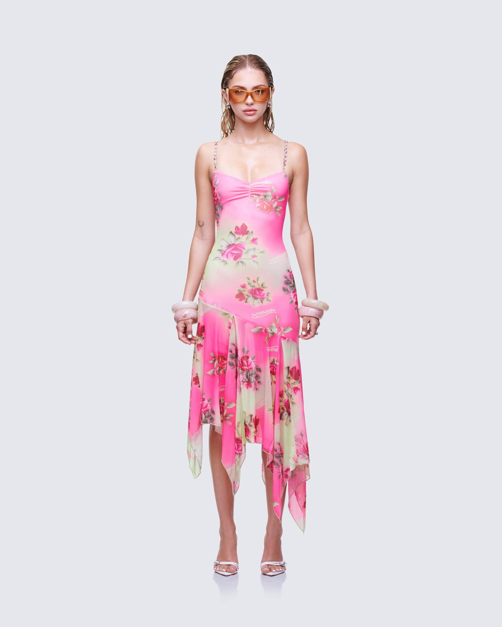 Nola Multi Printed Midi Dress model front