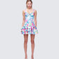 Odelle Printed Satin Ruffle Dress model front