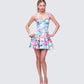 Odelle Printed Satin Ruffle Dress