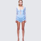 Oceane Blue Ruffle Ruffle Edge Romper model front