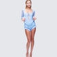 Oceane Blue Ruffle Edge Romper
