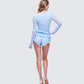 Oceane Blue Ruffle Edge Romper