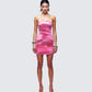 Magali Pink Printed Sequin Strapless Dress model front