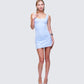 Jovie Blue Embellished Slogan Mini Dress
