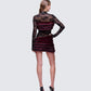 Dianne Red Faux Fur & Lace Mini Dress