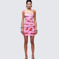 Lyla Red Sequin Slogan Mini Dress model front