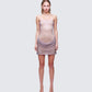 Fortuna Silver Hotfix Strapless Mini Dress model front