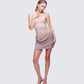 Fortuna Silver Hotfix Strapless Mini Dress