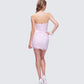 Clover Hand Beaded Rhinestone Pink Mini Dress