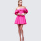 Rose Pink Corset Off Shoulder Mini Dress