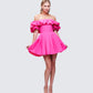Rose Pink Corset Off Shoulder Mini Dress