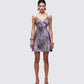 Tara Brown Printed Satin Mini Dress model front