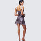 Tara Brown Printed Satin Mini Dress