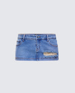 Loria Blue Denim Micro Mini Skirt
