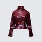 Matilde Plum Vegan Leather Buckle Detail Jacket product front