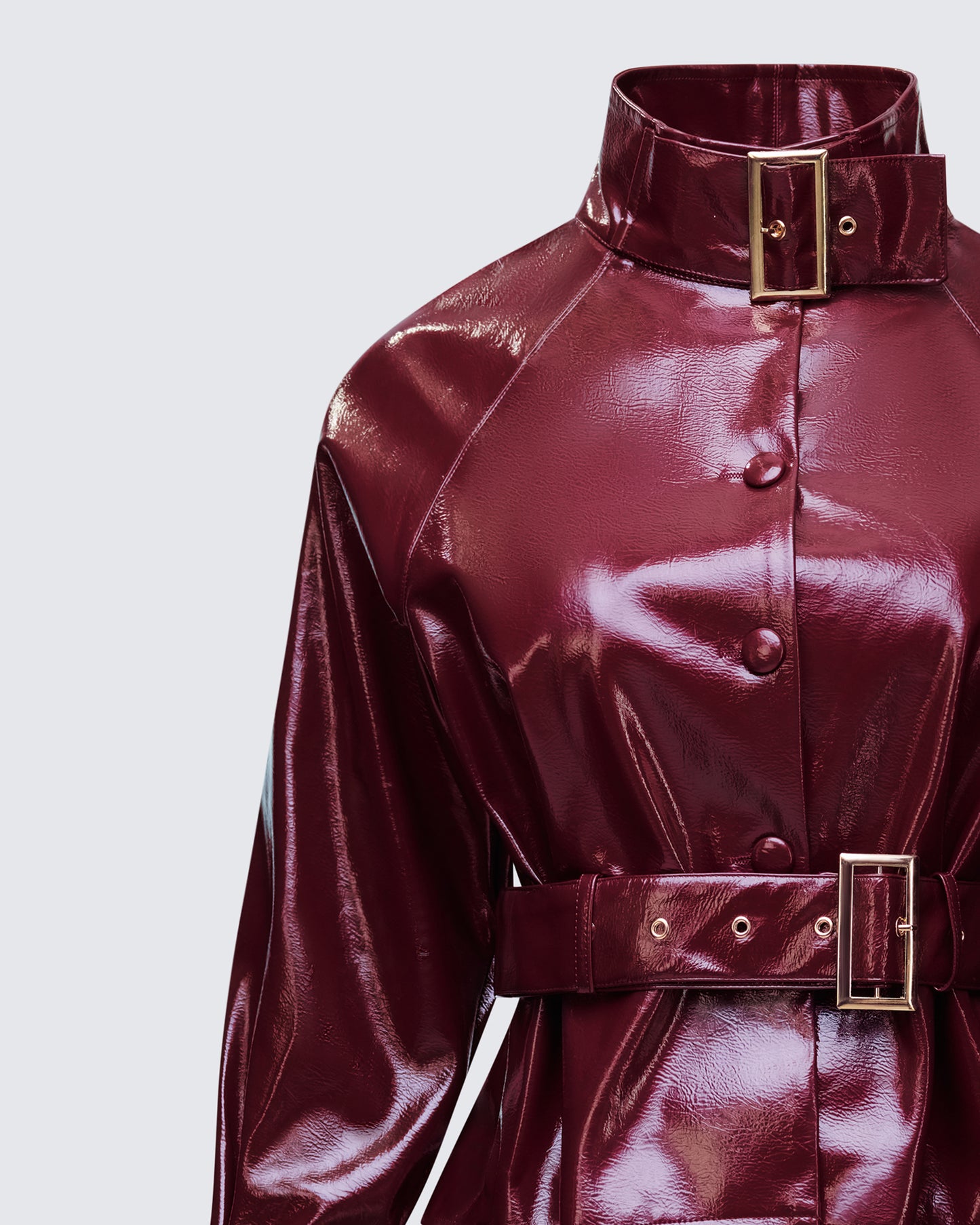 Matilde Plum Vegan Leather Buckle Detail Jacket