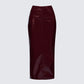 Matilde Plum Vegan Leather Pencil Midi Skirt product front