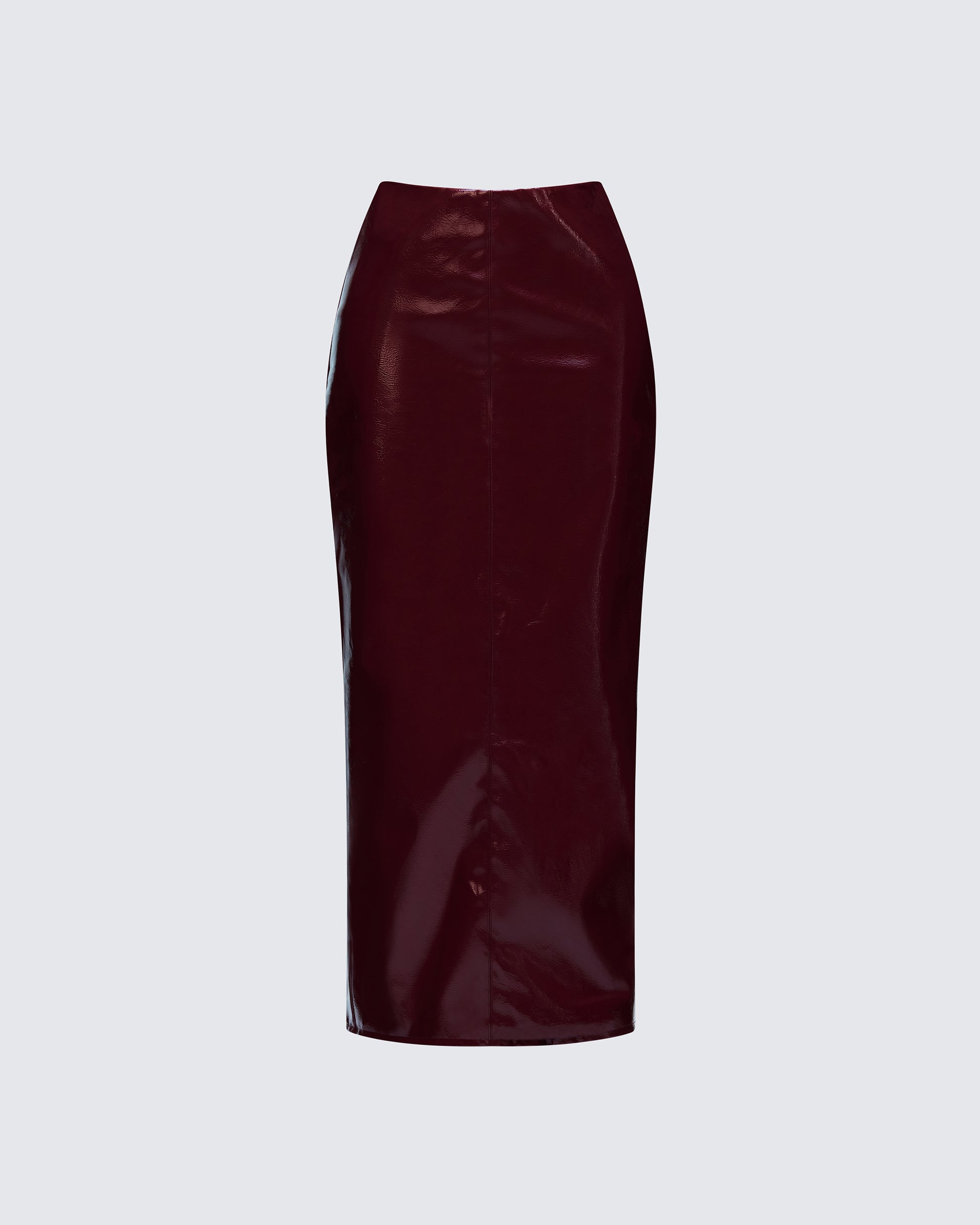 Matilde Plum Vegan Leather Pencil Midi Skirt product front