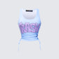 Nixie Blue Lace Up Graphic Tank