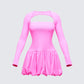 Pili Pink Drop Bubble Hem Micro Mini Dress