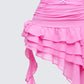 Tia Pink Chiffon Layered Mini Skirt