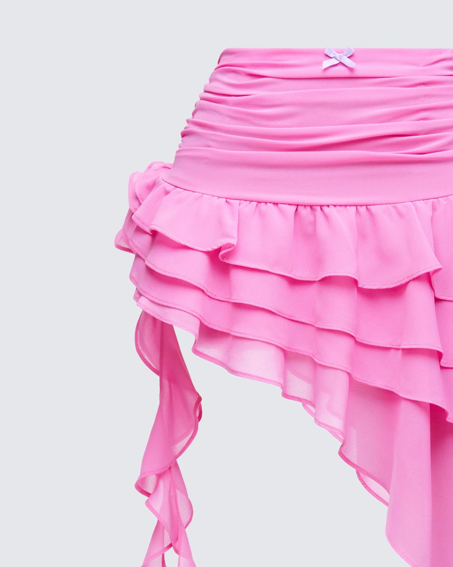 Tia Pink Chiffon Layered Mini Skirt