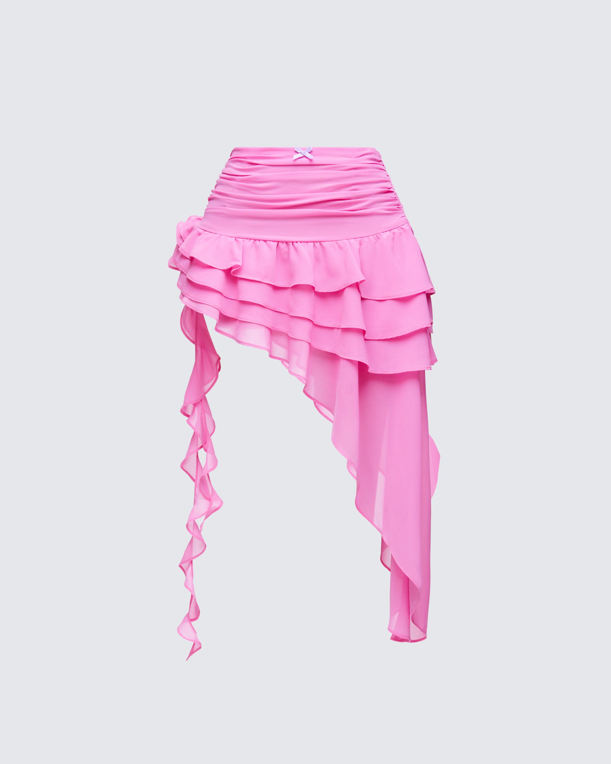 Tia Pink Chiffon Layered Mini Skirt product front
