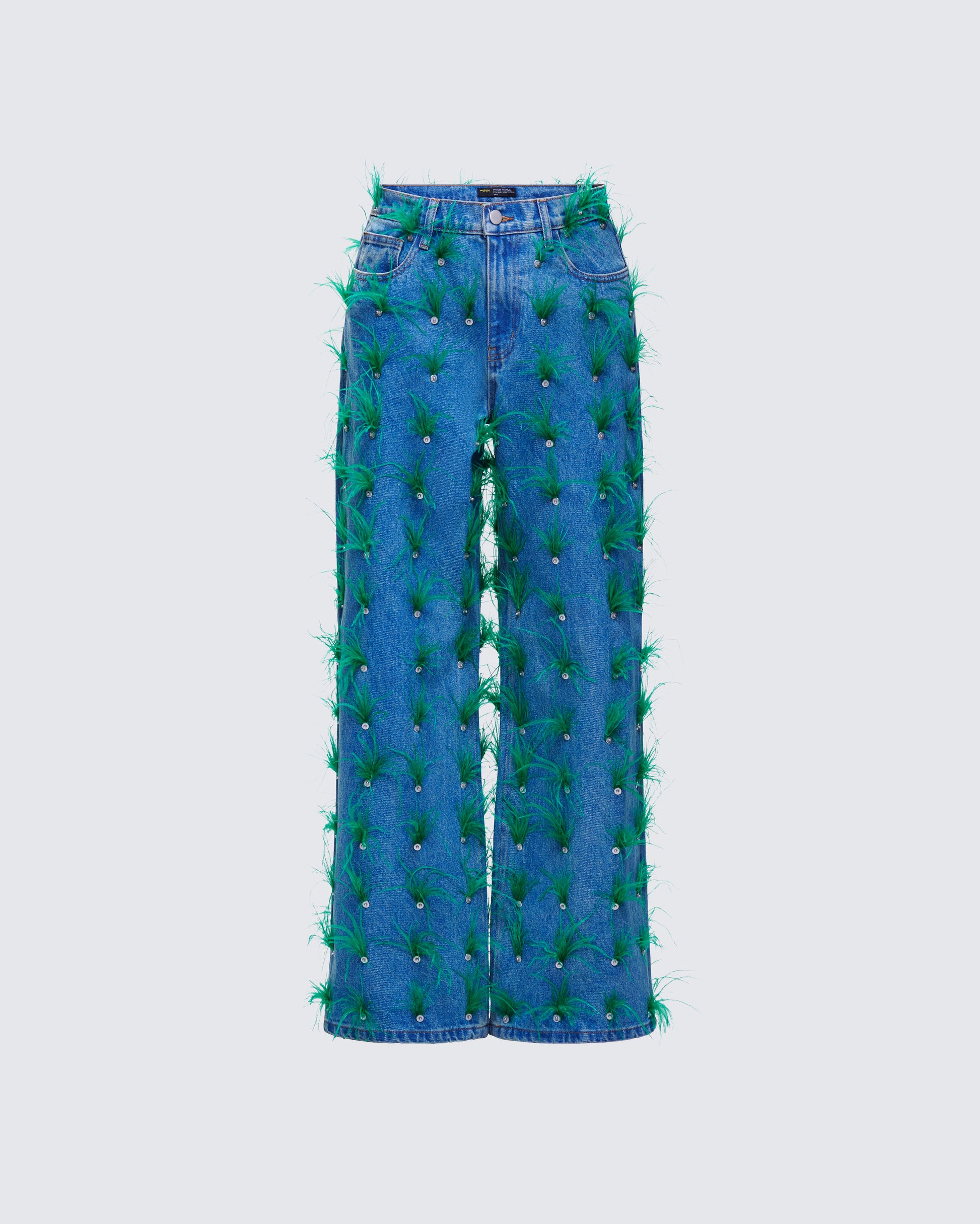 Zia Blue Denim Feather Straight Leg Pant