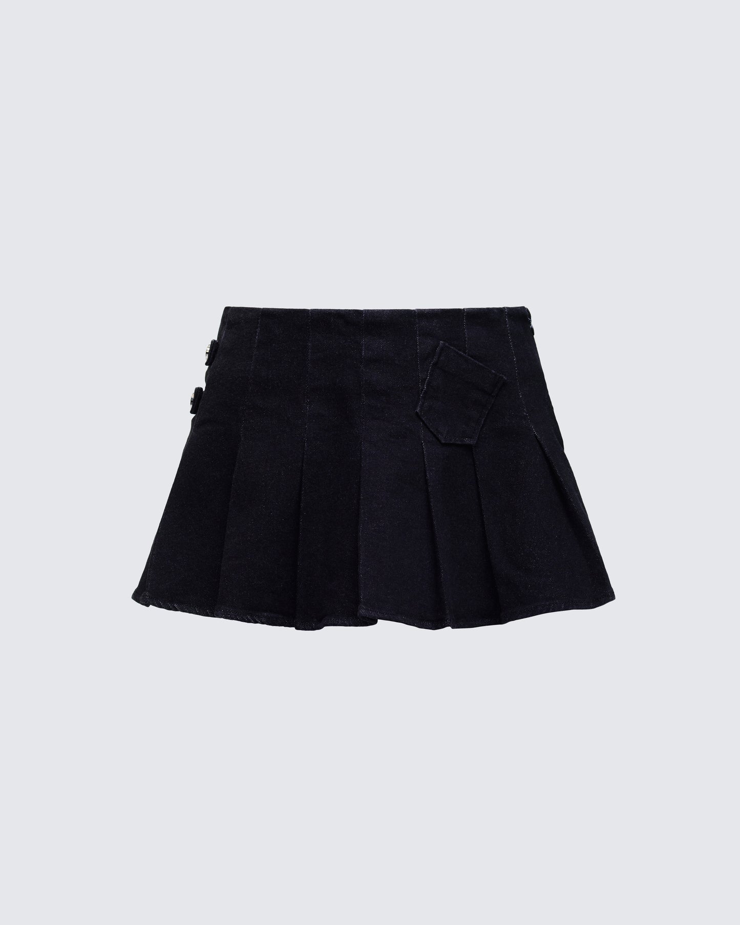 Ataya Black Denim Micro Mini Skirt product front