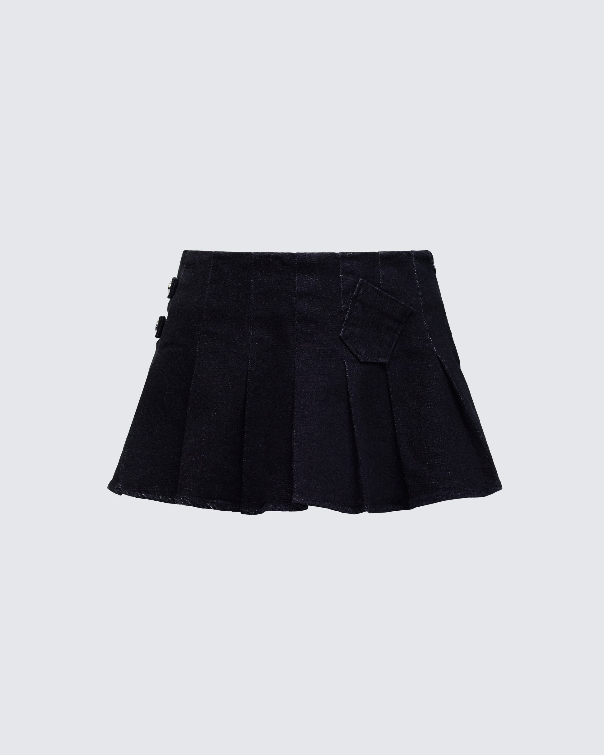 Ataya Black Denim Micro Mini Skirt – FINESSE - Main Image