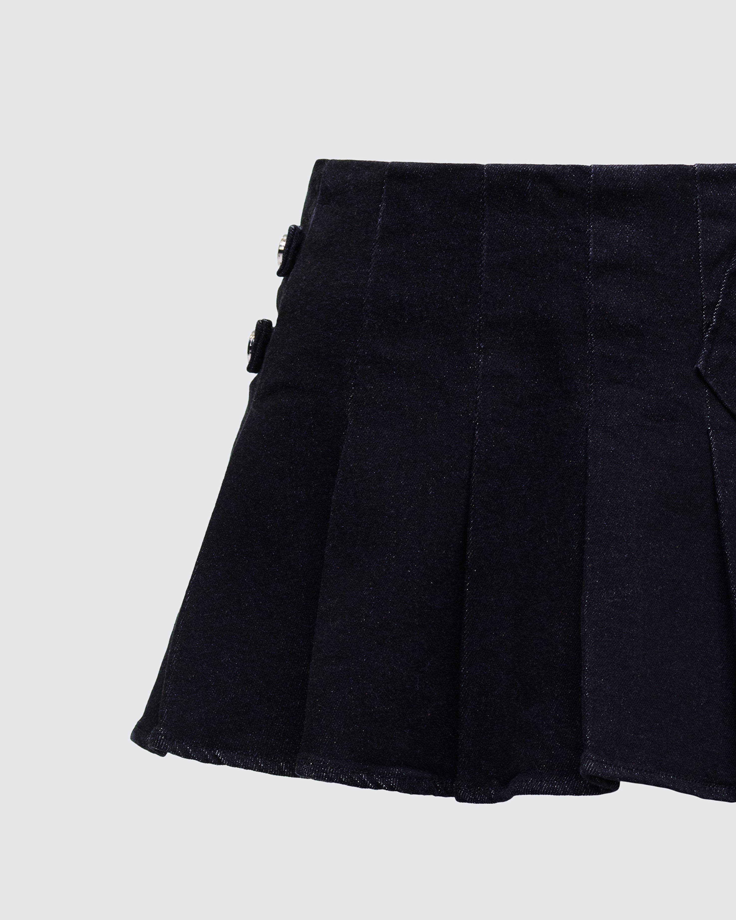 Ataya Black Denim Micro Mini Skirt – FINESSE