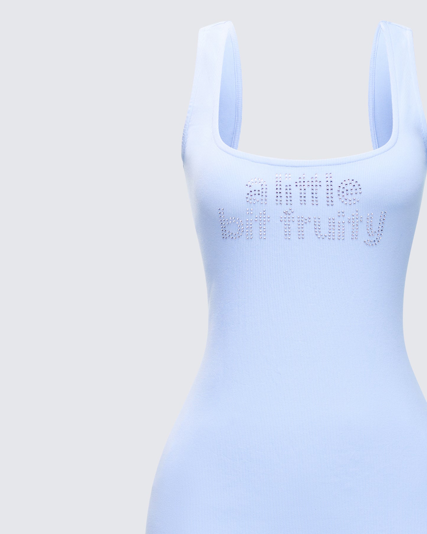 Jovie Blue Embellished Slogan Mini Dress