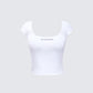 Levi White Slogan Scoop Neck Tee product front