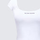 Levi White Slogan Scoop Neck Tee