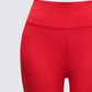 Cambree Red Ribbed Flare Legging