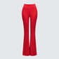 Cambree Red Ribbed Flare Legging product front