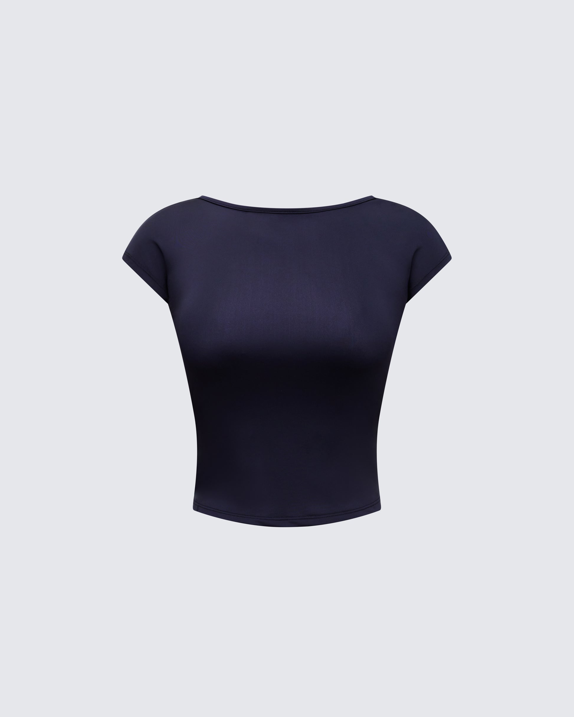 Black Backless Crop Top - Cap Sleeve Boat Neck FINESSE Black Backless Crop Top - Cap Sleeve Boat Neck FINESSE
