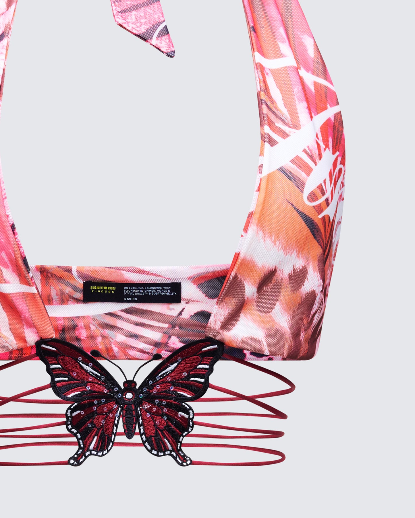 Cece Orange Printed Halterneck Top