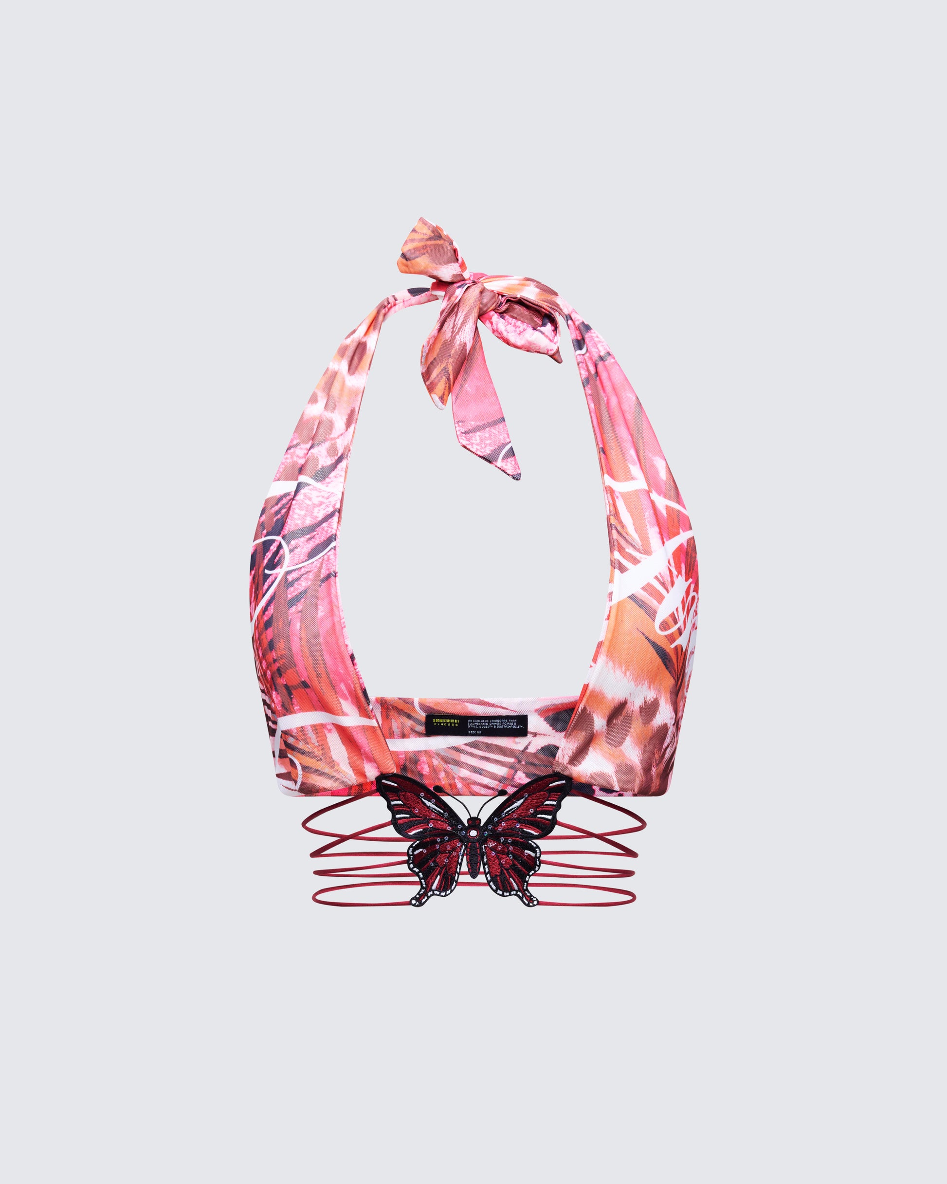 Cece Orange Printed Halterneck Top product front