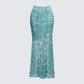 Delancy Blue Embroidered Midi Skirt product front