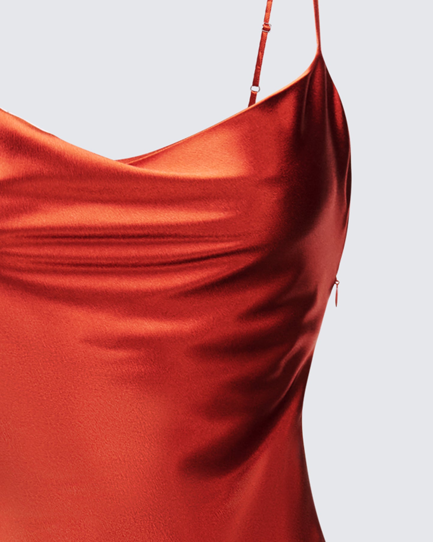 El Orange Satin Midi Dress