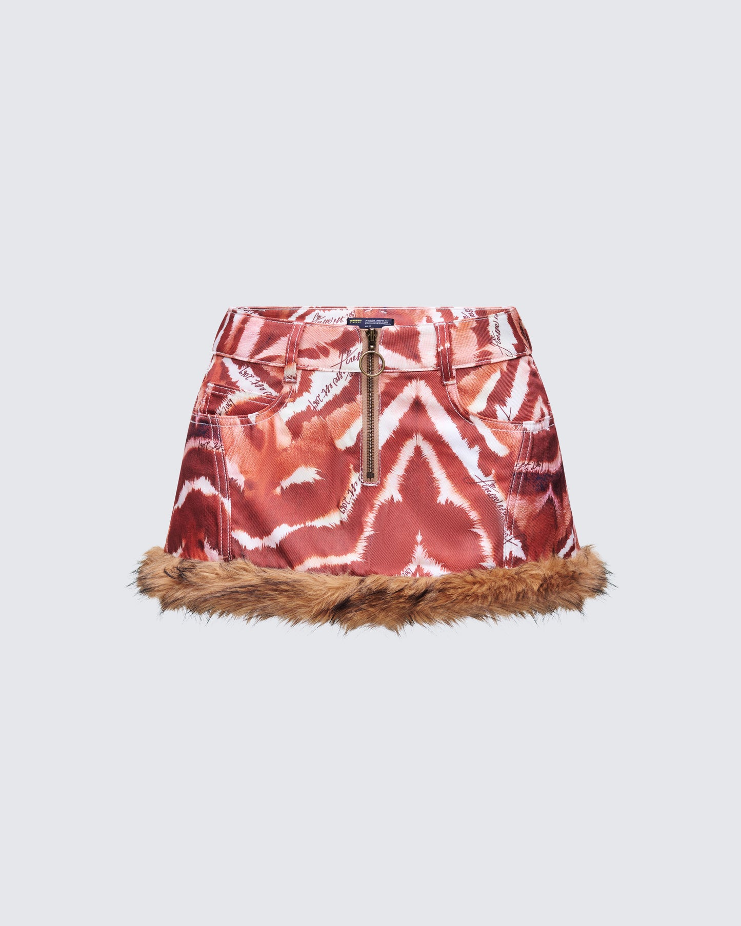 Suha Multi Print Fur Trim Micro Skirt product front