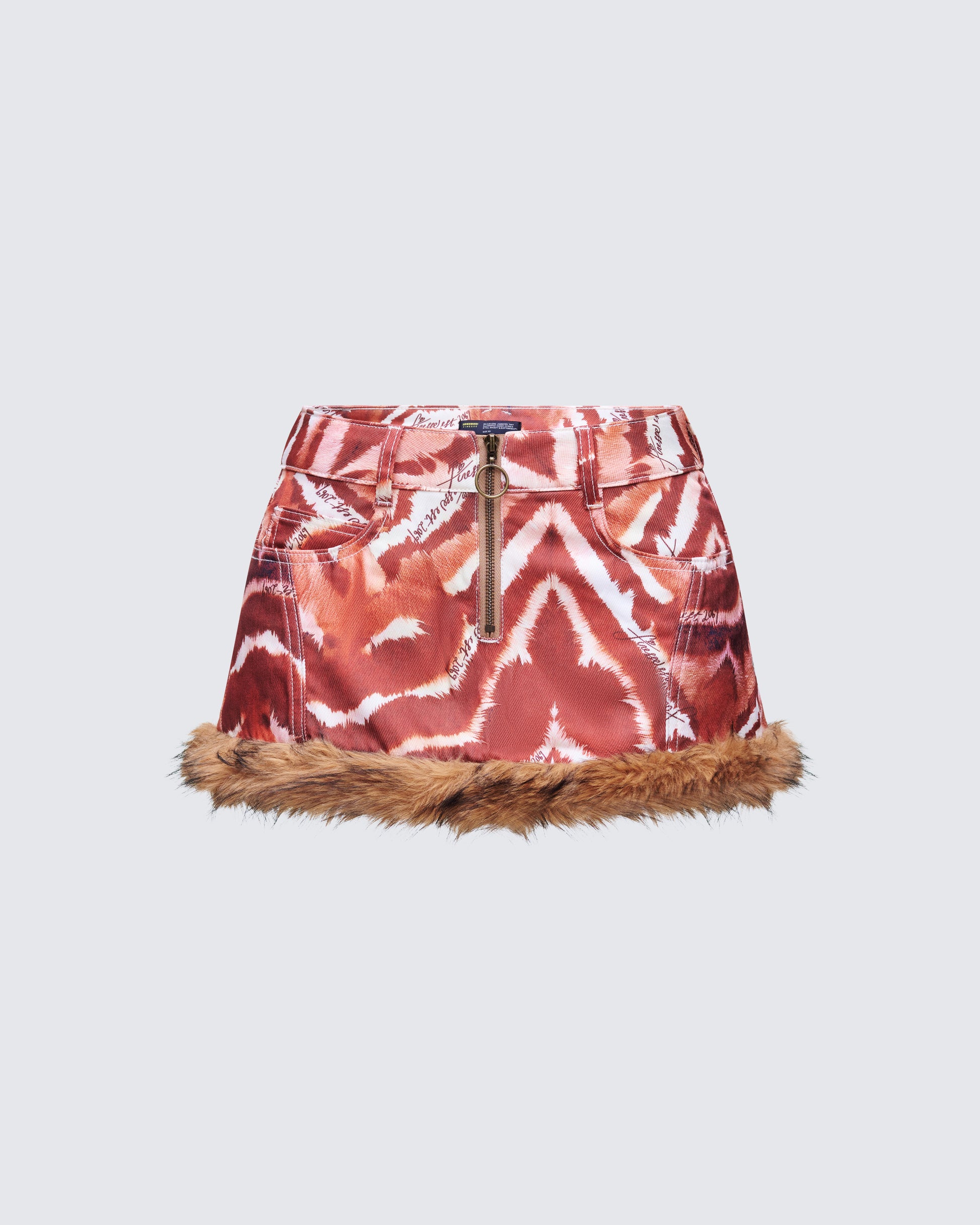 Suha Multi Print Fur Trim Micro Skirt product front