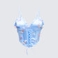 Faelina Blue Satin Butterfly Corset product front