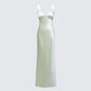 Halston Green Satin Maxi Dress product front