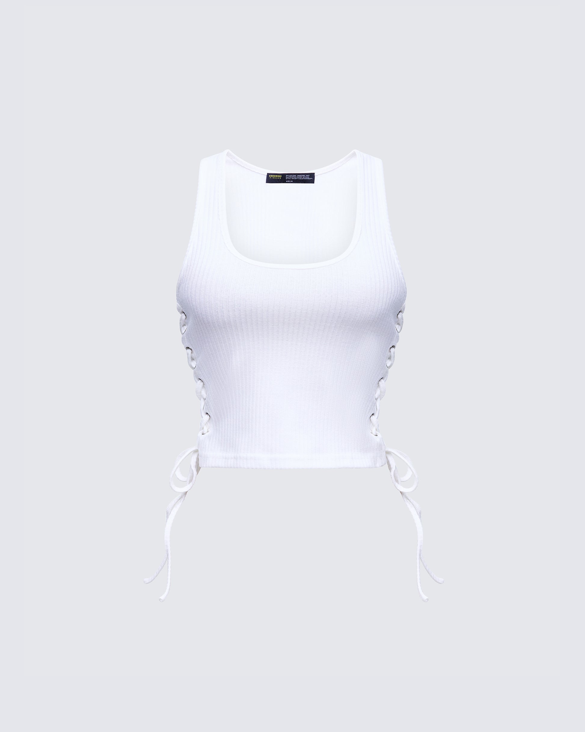 Nixie White Lace Up Tank product front